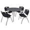 Kee Kee Round Table & Chair Set, Wood, Metal, Plastic Top, Grey TB48RNDGYBPCM47BK - alternate 1